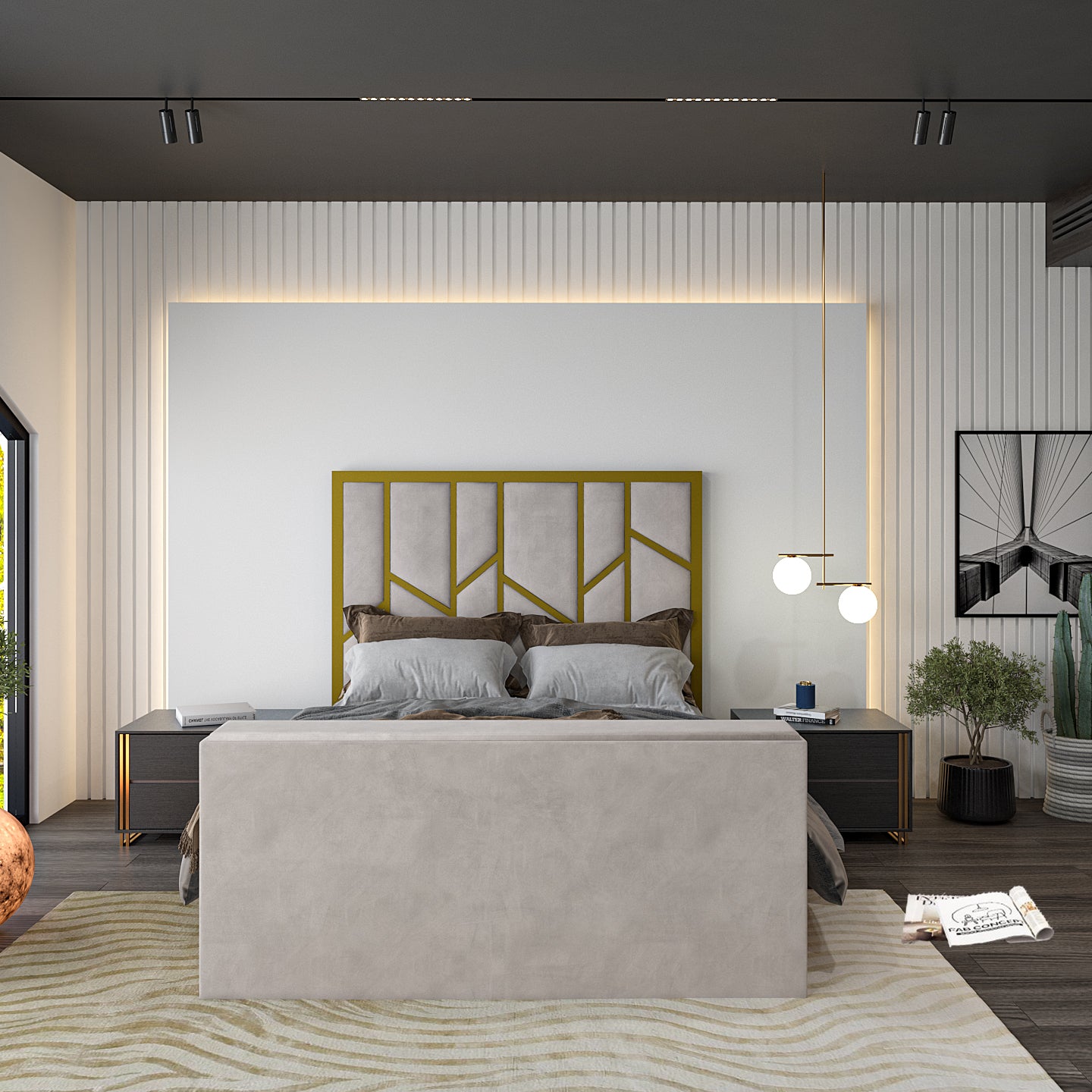 Anji Luxe Metal TV Bed Frame