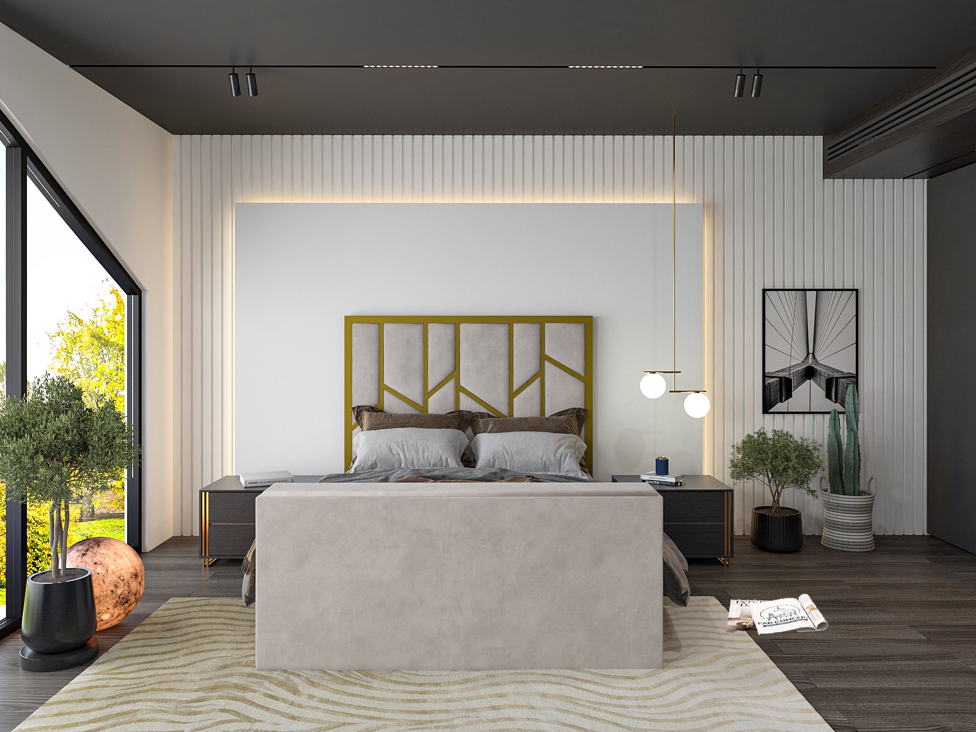 Anji Luxe Metal TV Bed Frame