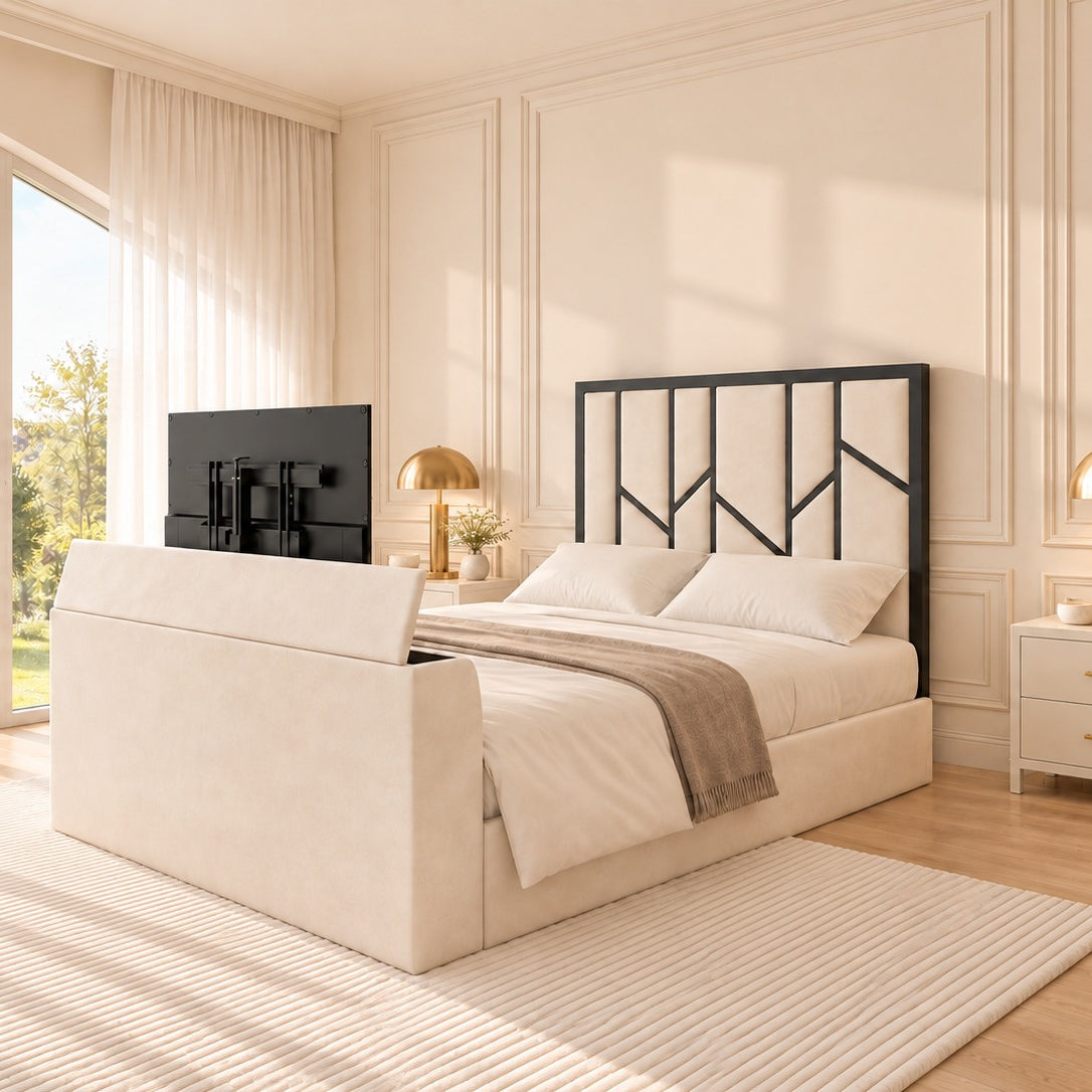 Anji Luxe Metal TV Bed Frame