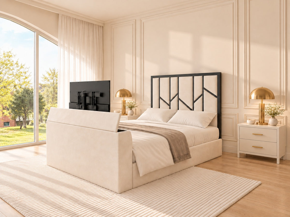 Anji Luxe Metal TV Bed Frame