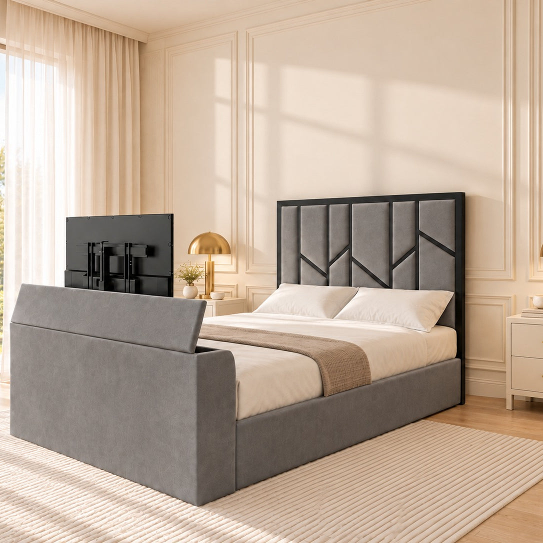 Anji Luxe Metal TV Bed Frame