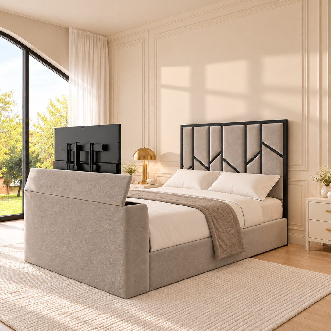 Anji Luxe Metal TV Bed Frame