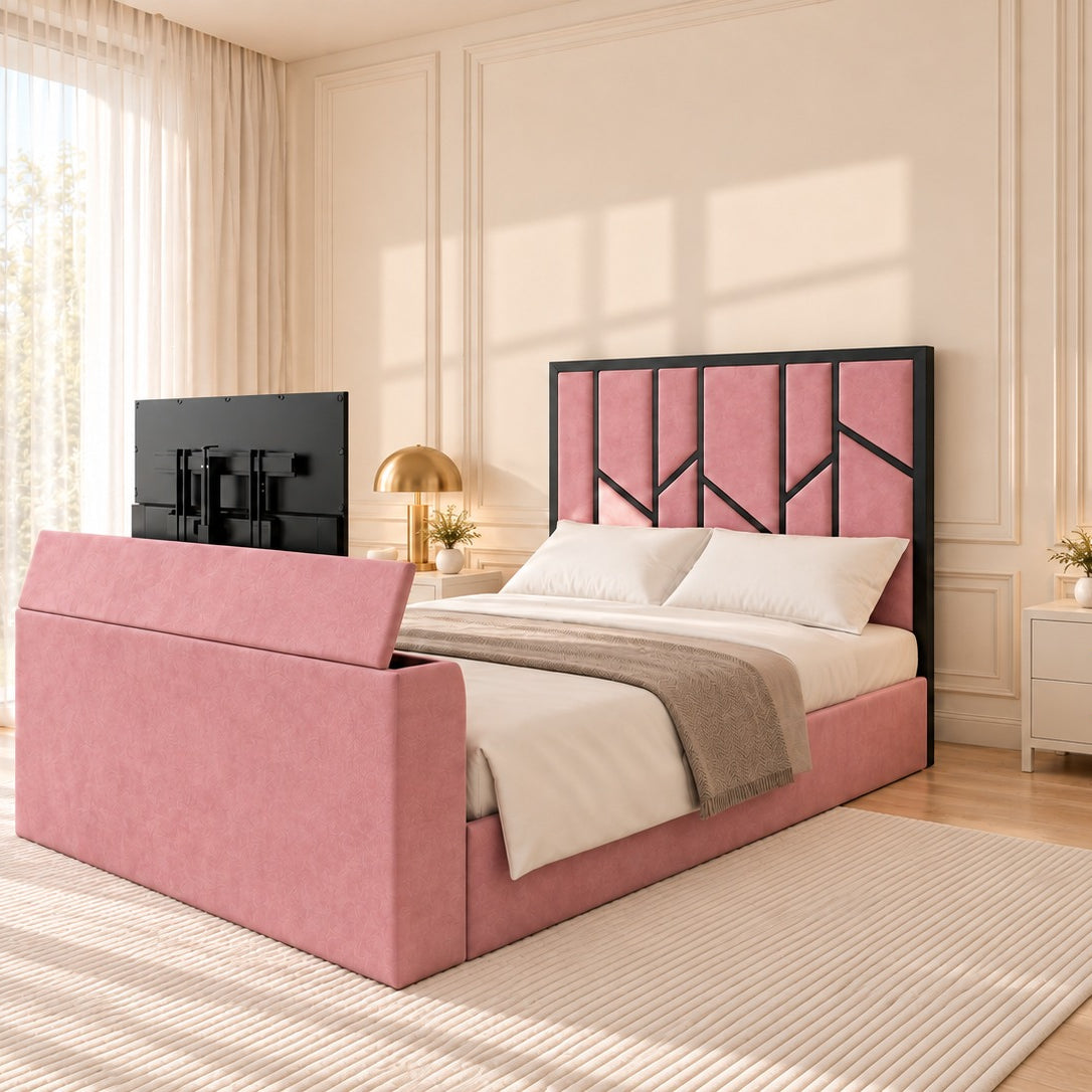 Anji Luxe Metal TV Bed Frame