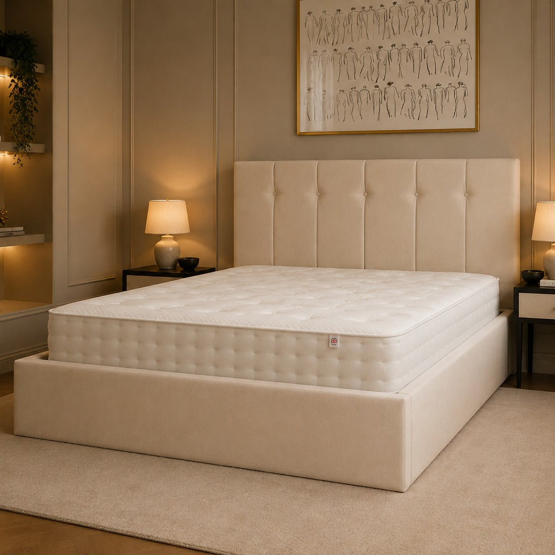 Arezzo Buttoned Vertical Panel Headboard Upholstered Bed Frame