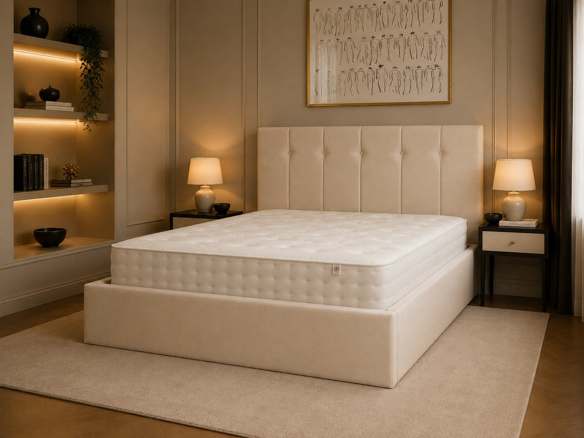 Arezzo Buttoned Vertical Panel Headboard Upholstered Bed Frame