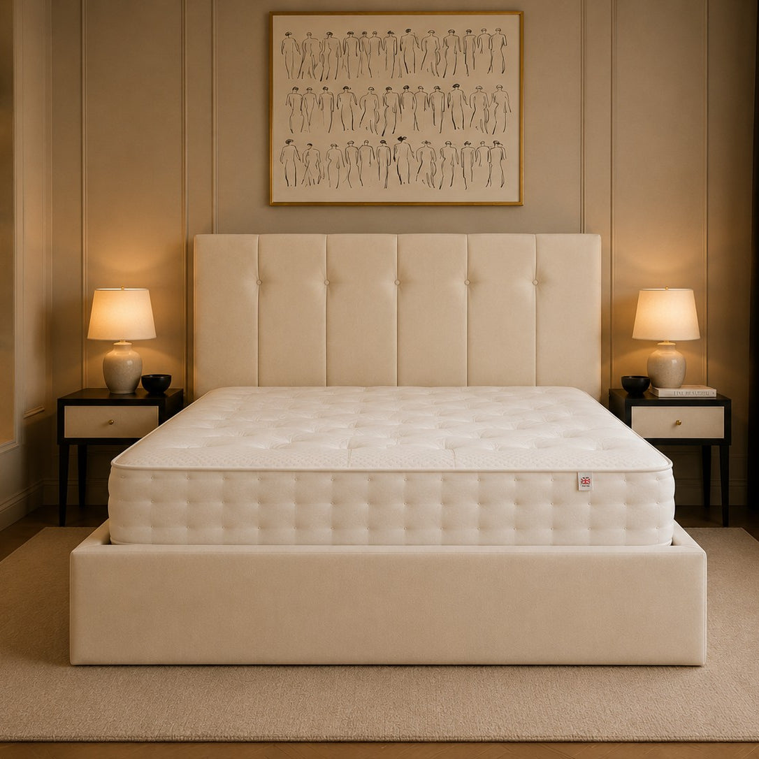 Arezzo Buttoned Vertical Panel Headboard Upholstered Bed Frame