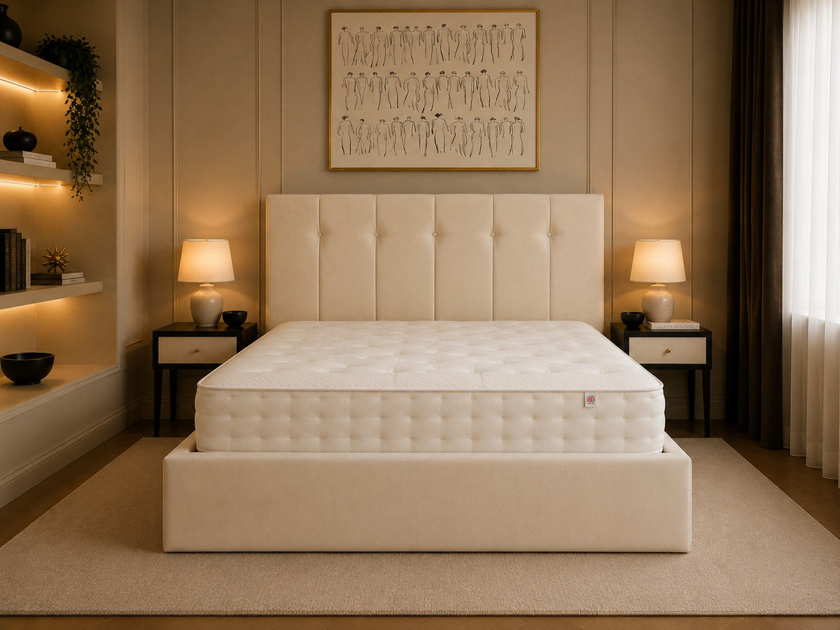 Arezzo Buttoned Vertical Panel Headboard Upholstered Bed Frame