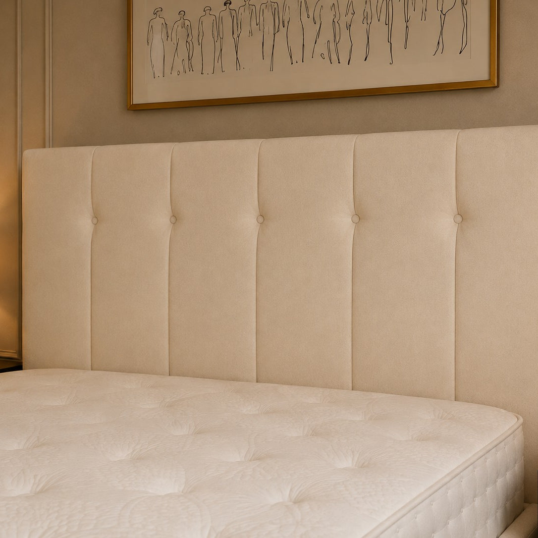Arezzo Buttoned Vertical Panel Headboard Upholstered Bed Frame