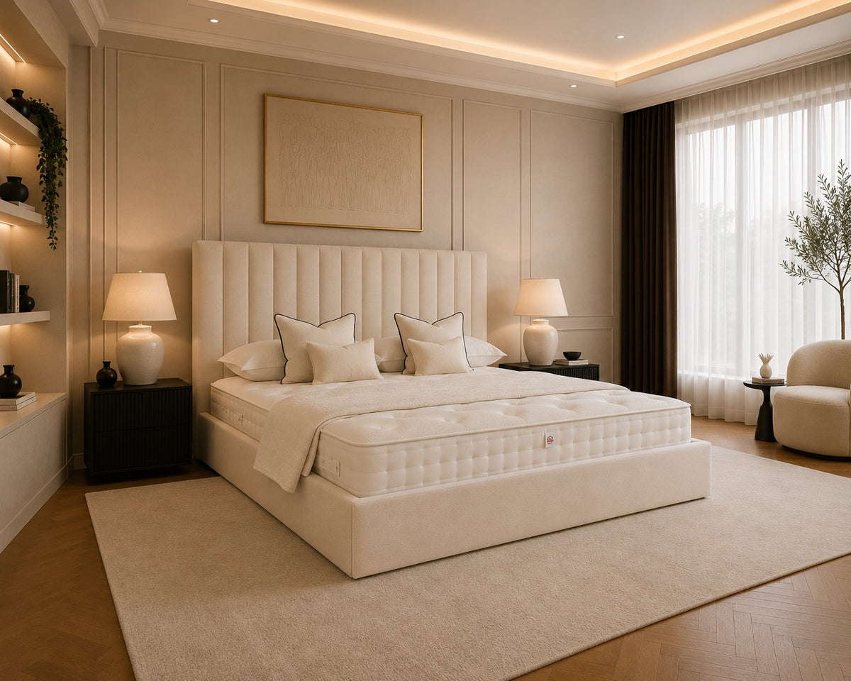 Arona Narrow Fluted Headboard Upholstered Bed Frame