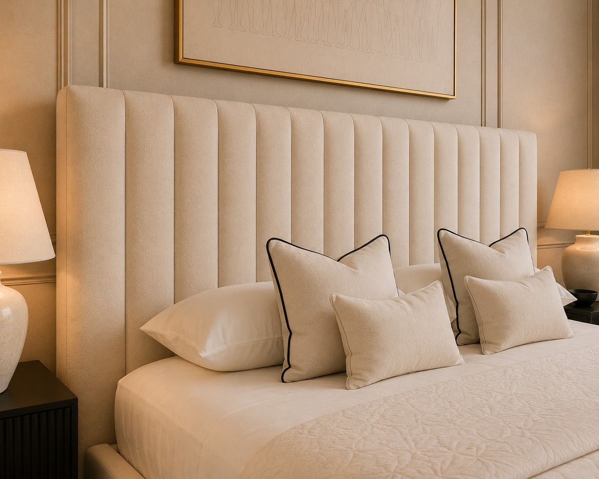 Arona Narrow Fluted Headboard Upholstered Bed Frame