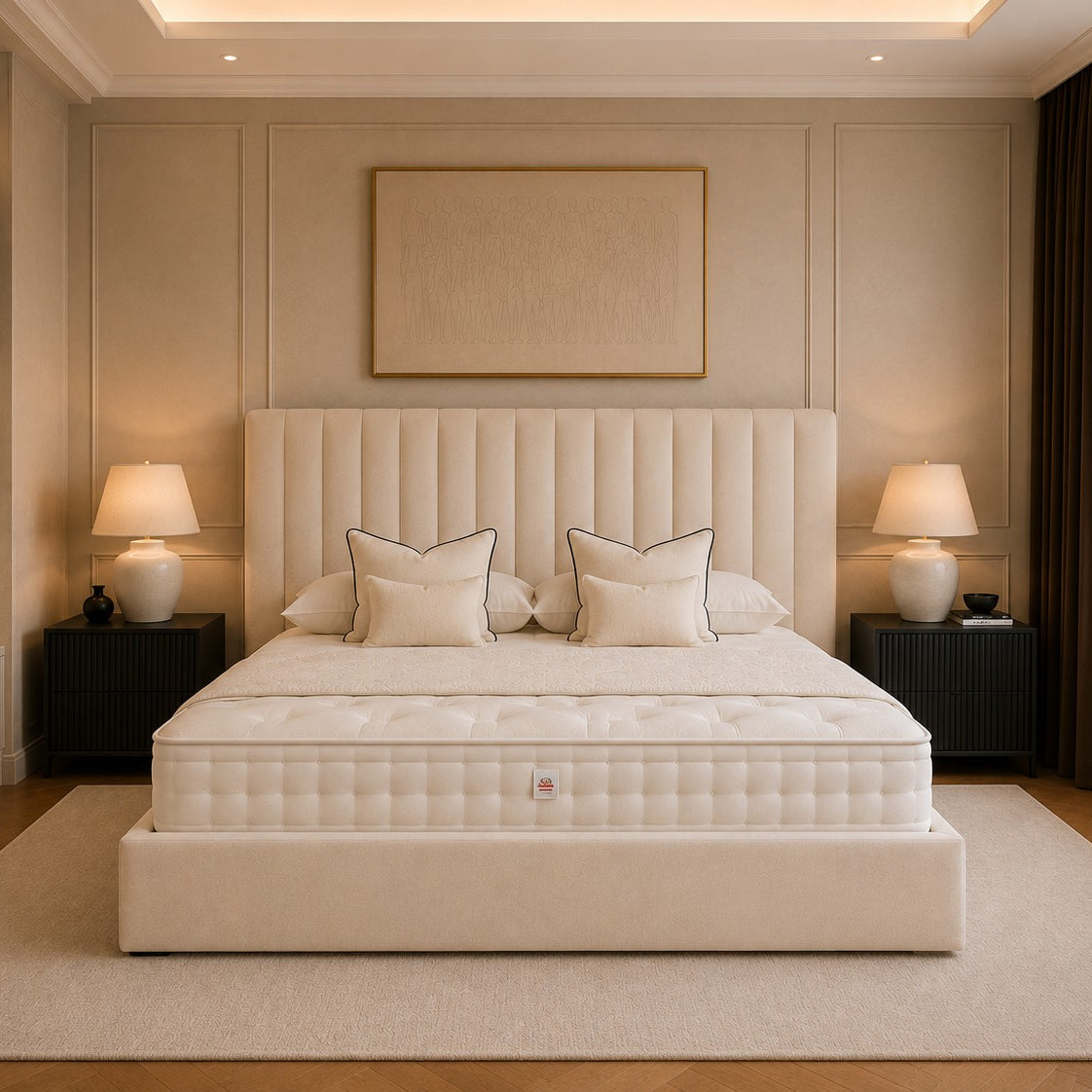 Arona Narrow Fluted Headboard Upholstered Bed Frame
