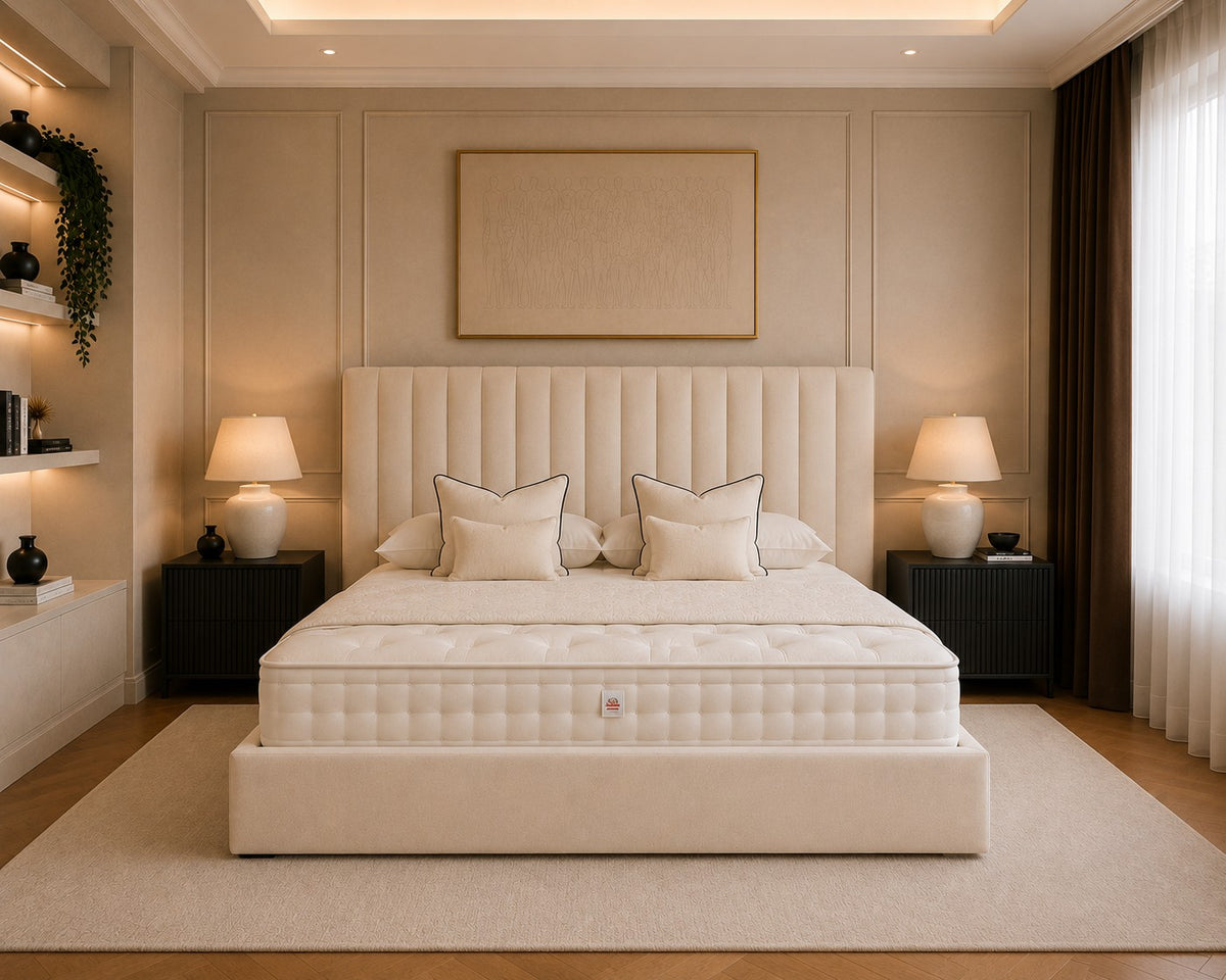 Arona Narrow Fluted Headboard Upholstered Bed Frame