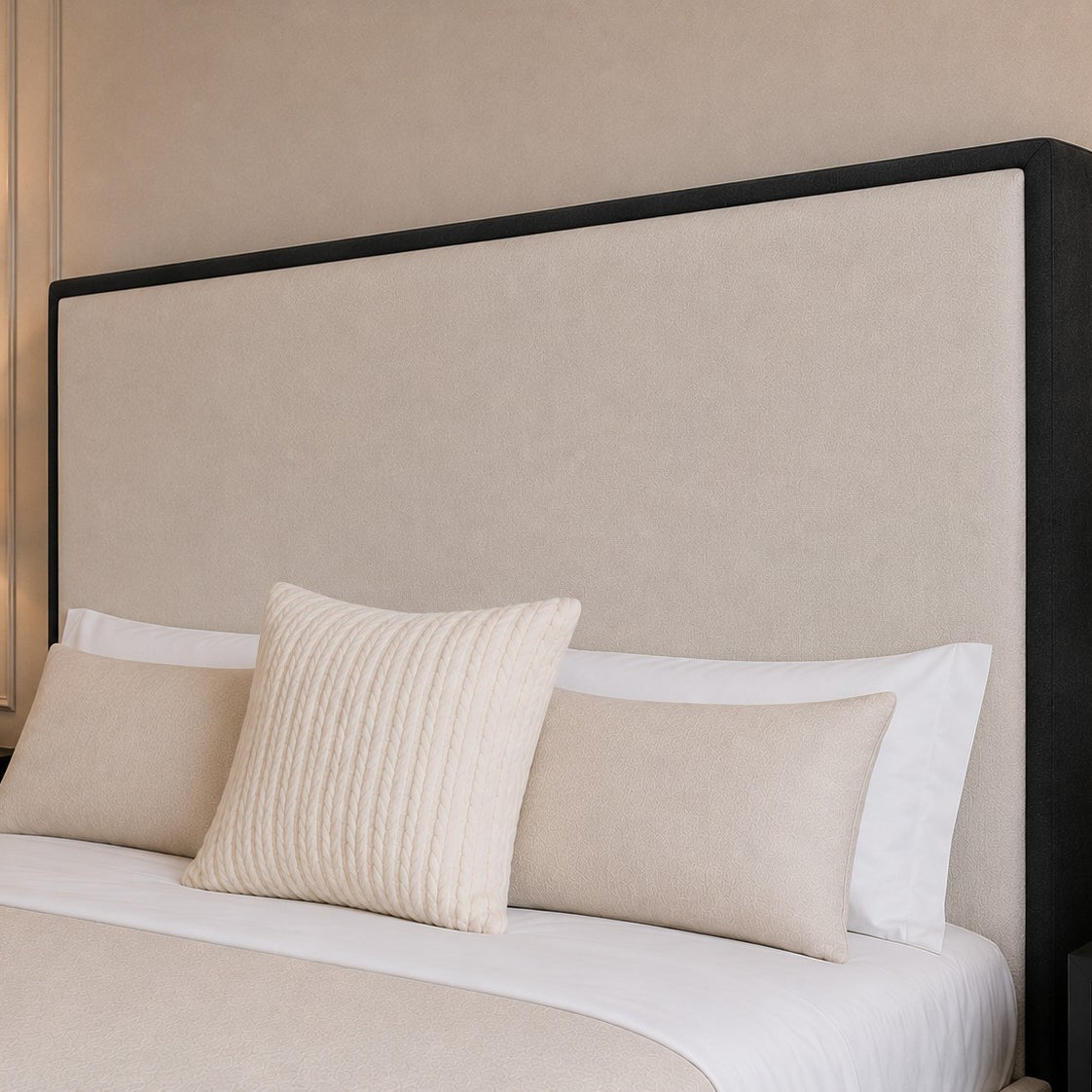 Assisi Contrast Framed Tall Headboard Upholstered Bed Frame