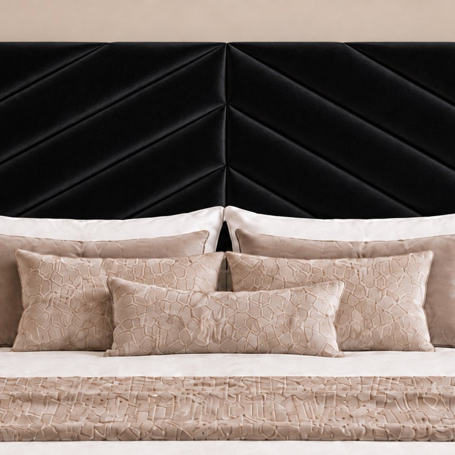 Bassano divan bed in black, headboard close-up