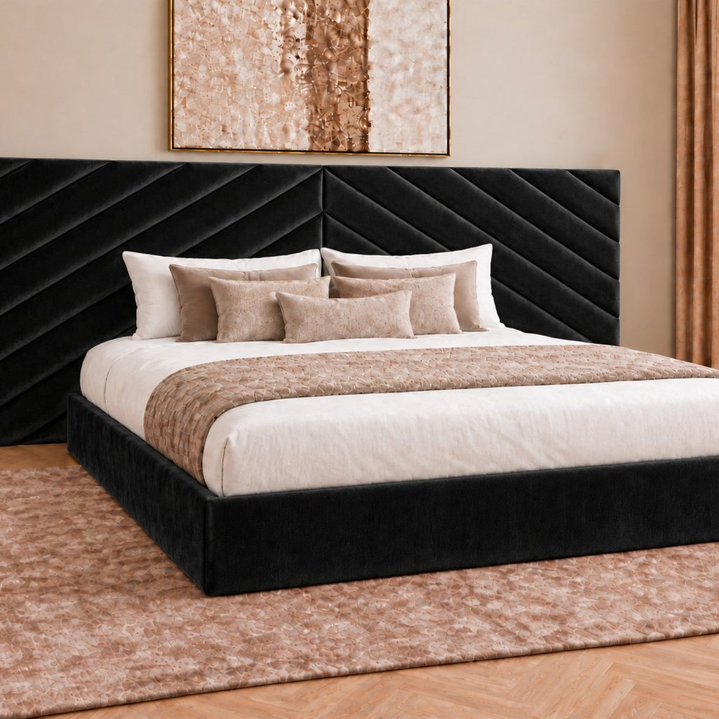 Bassano divan bed in black, side view