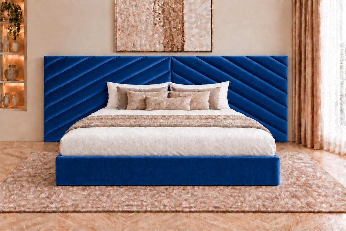 Bassano divan bed in blue, front view