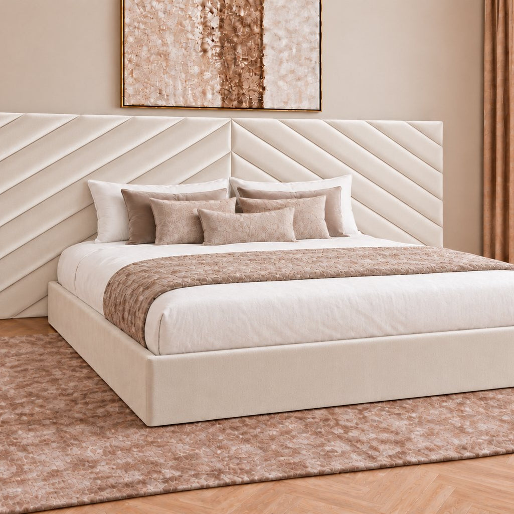 Bassano divan bed in cream, side view