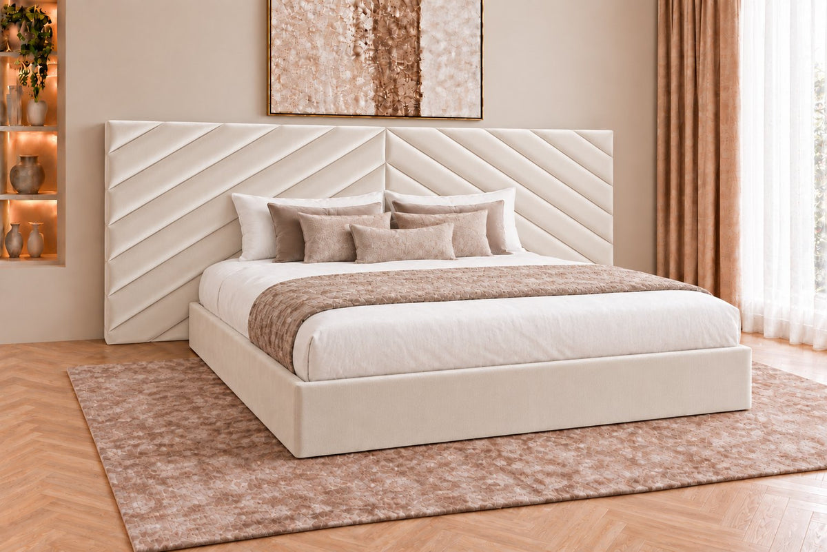 Bassano divan bed in cream, side view