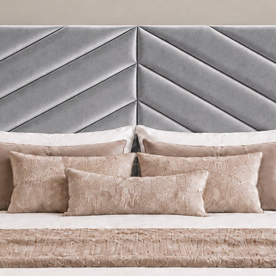 Bassano divan bed in grey, headboard close-up