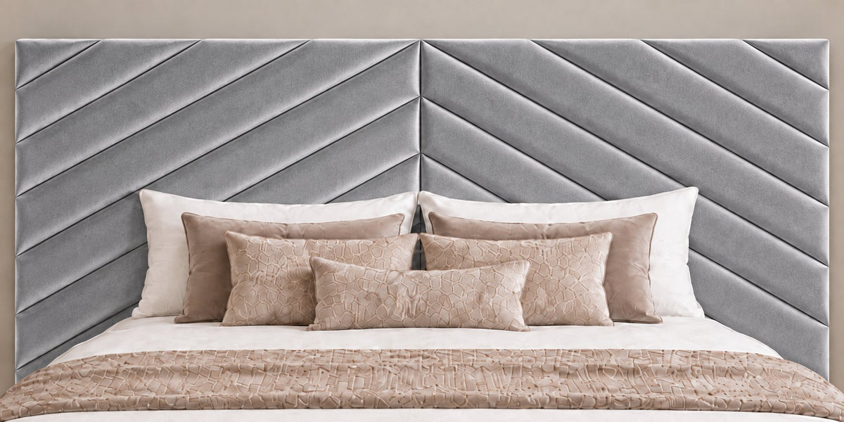 Bassano divan bed in grey, headboard close-up