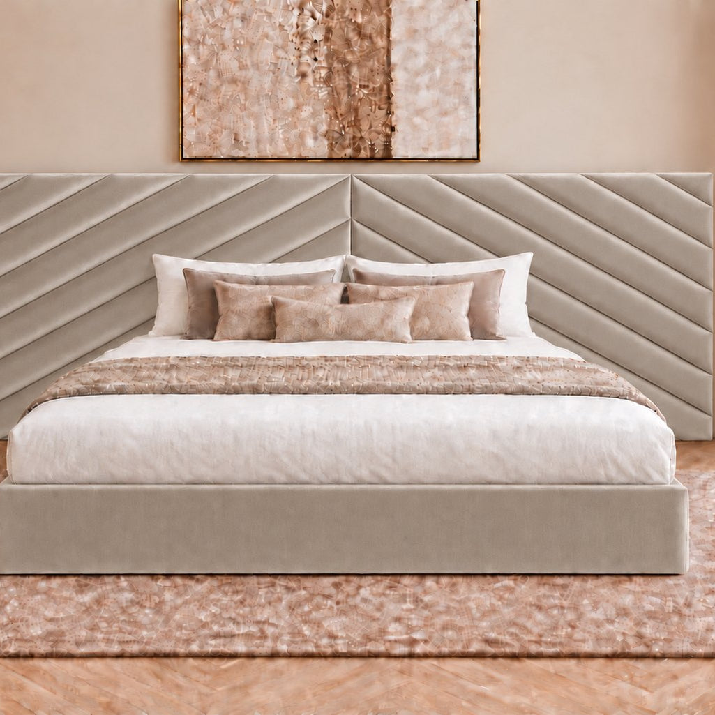 Bassano divan bed in pebble, front view