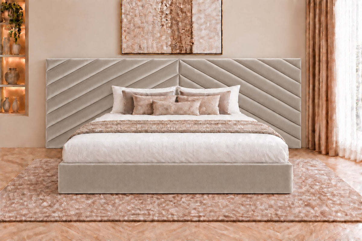 Bassano divan bed in pebble, front view