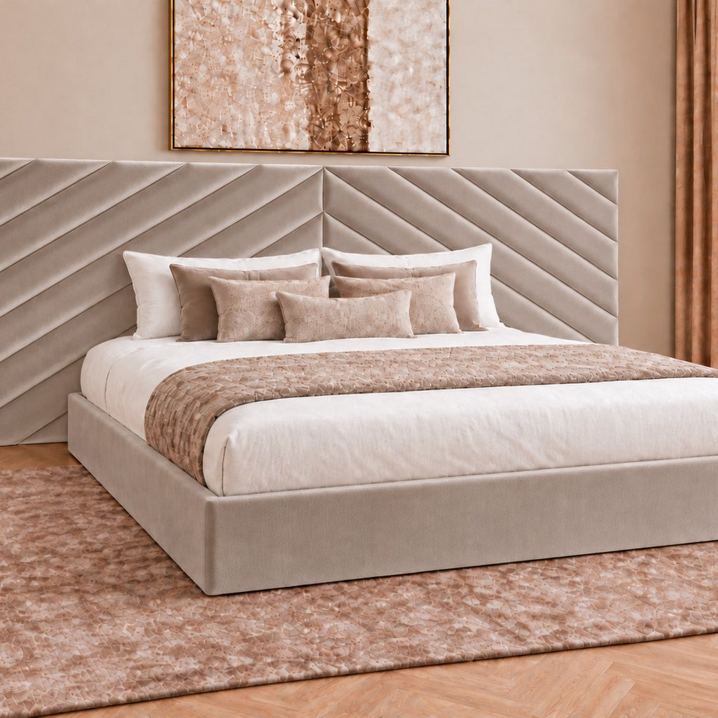 Bassano divan bed in pebble, side view