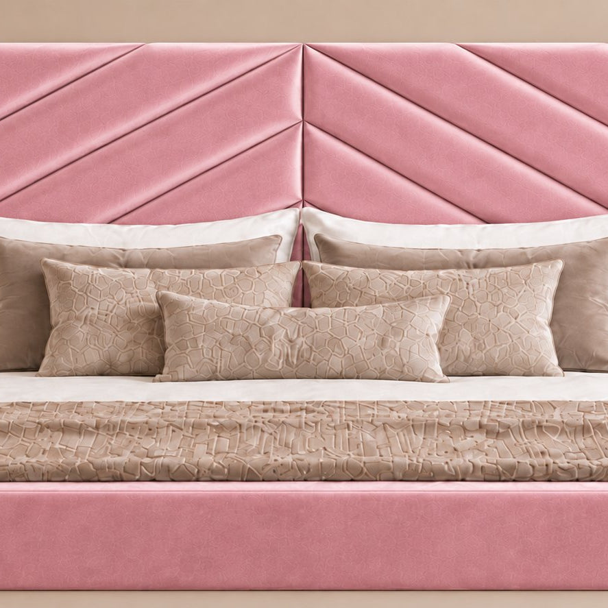 Bassano divan bed in pink, headboard close-up