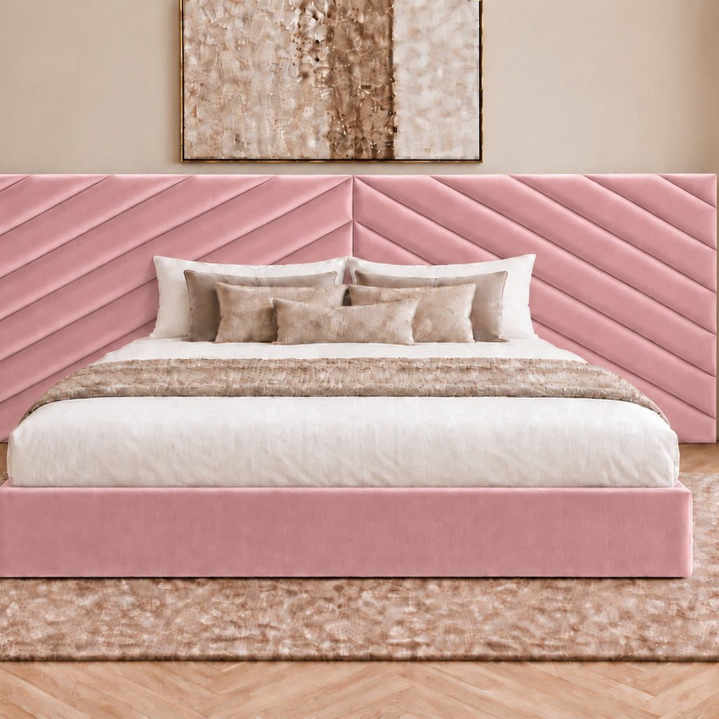 Bassano divan bed in pink, front view