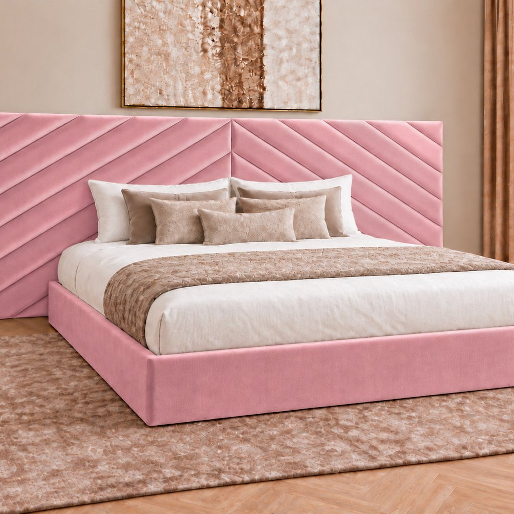 Bassano divan bed in pink, side view