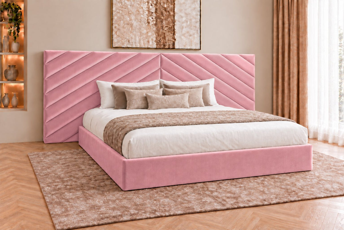 Bassano divan bed in pink, side view