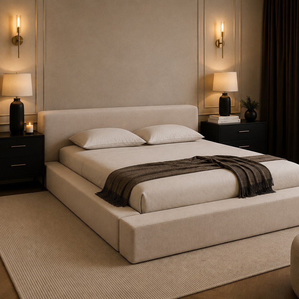 Bellagio Low Profile Chunky Platform Upholstered Bed Frame