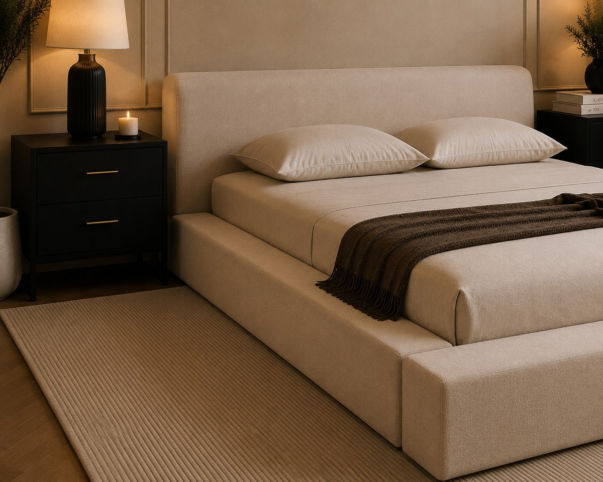 Bellagio Low Profile Chunky Platform Upholstered Bed Frame