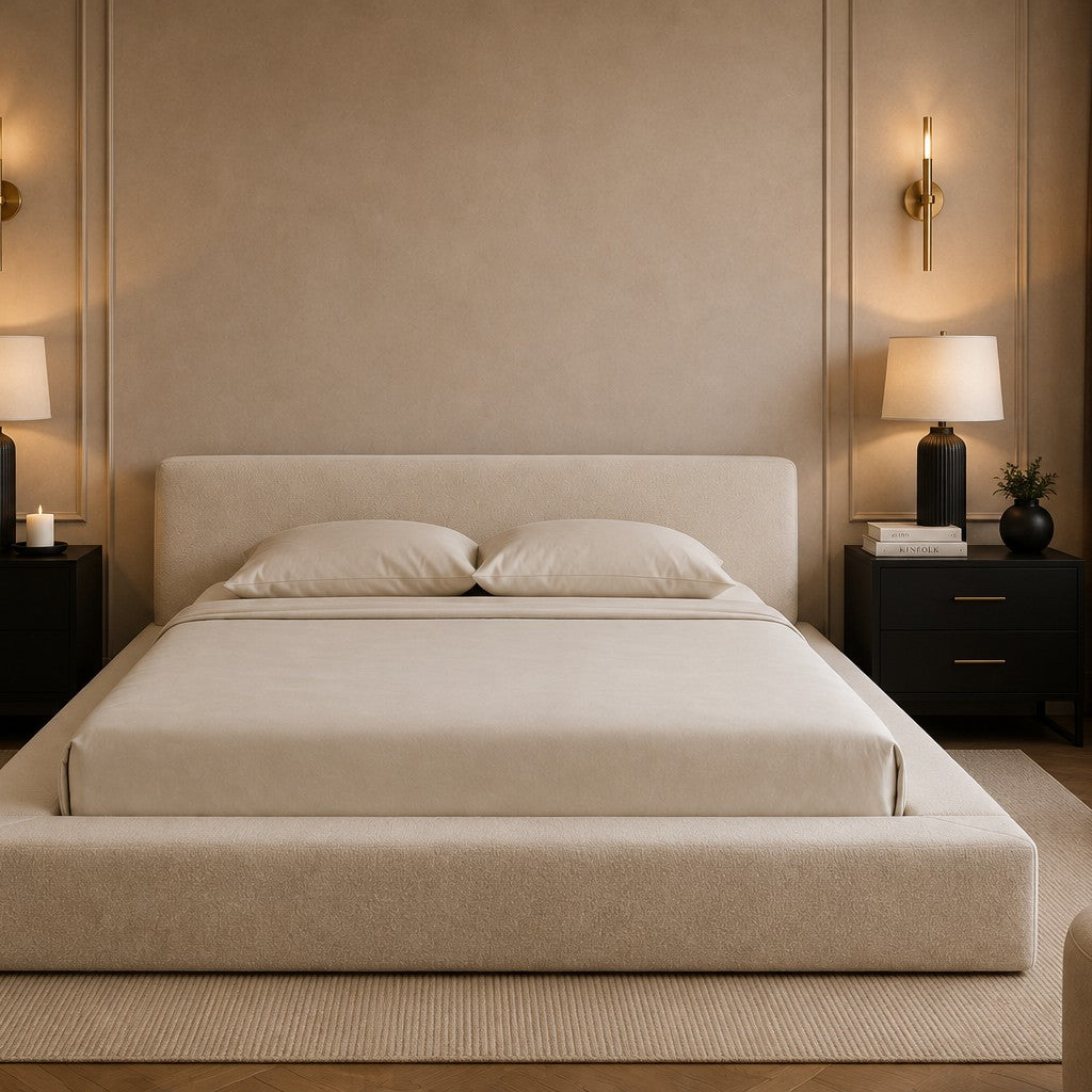 Bellagio Low Profile Chunky Platform Upholstered Bed Frame
