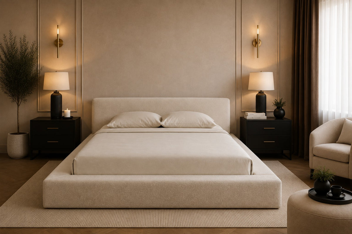 Bellagio Low Profile Chunky Platform Upholstered Bed Frame