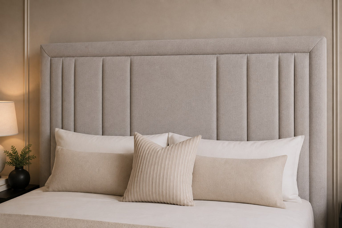 Bergamo Grouped Line Framed Headboard Upholstered Bed Frame
