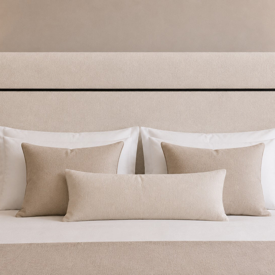 Bologna Line Detail Tall Headboard Upholstered Bed Frame