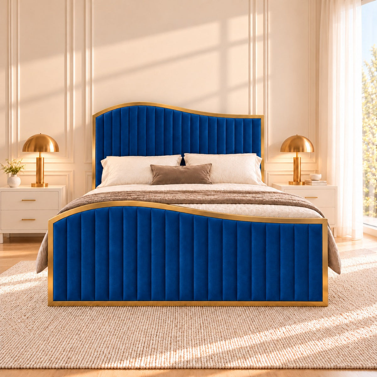 Brixton Upholstered Soft Velvet Metal Bed Frame