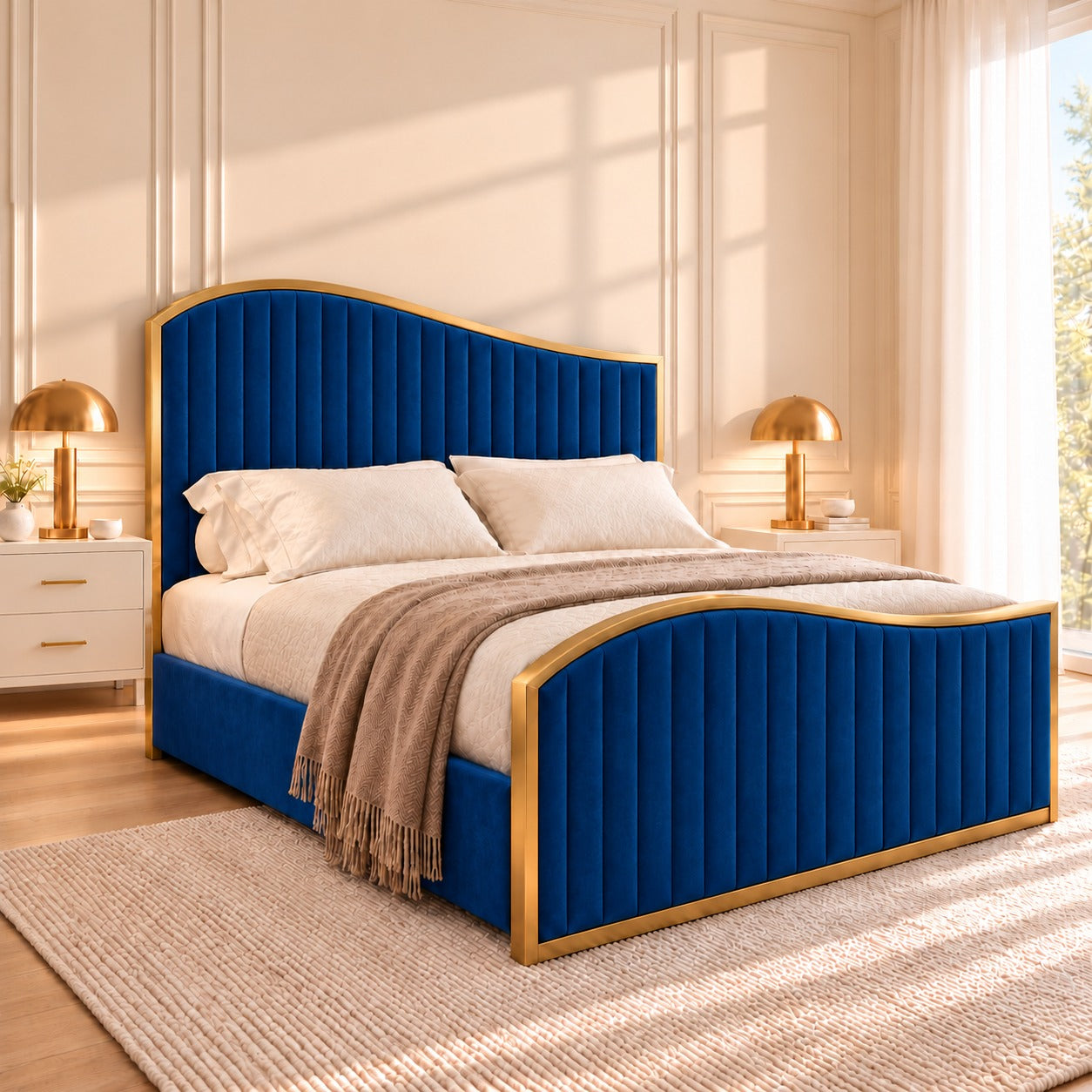 Brixton Upholstered Soft Velvet Metal Bed Frame