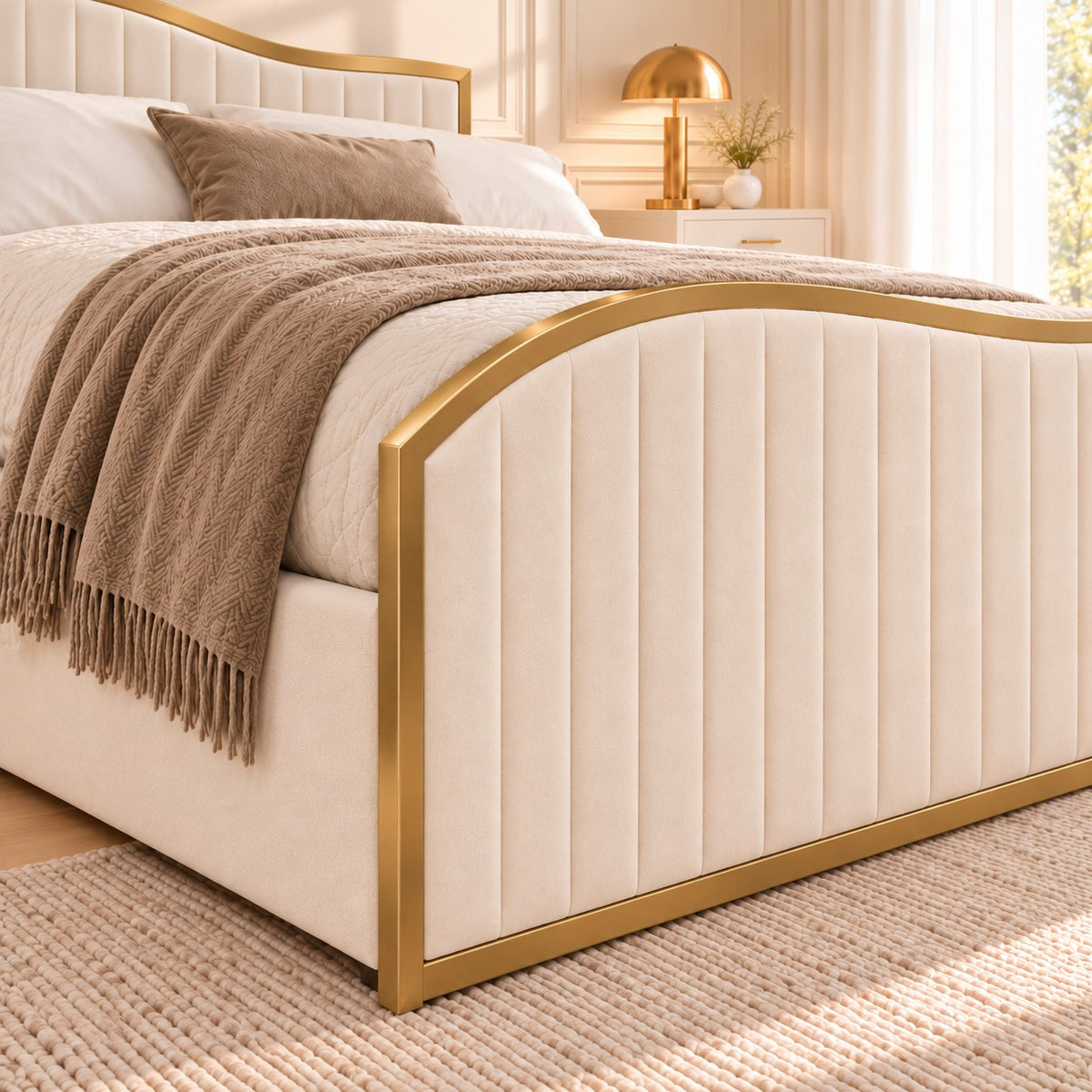 Brixton Upholstered Soft Velvet Metal Bed Frame