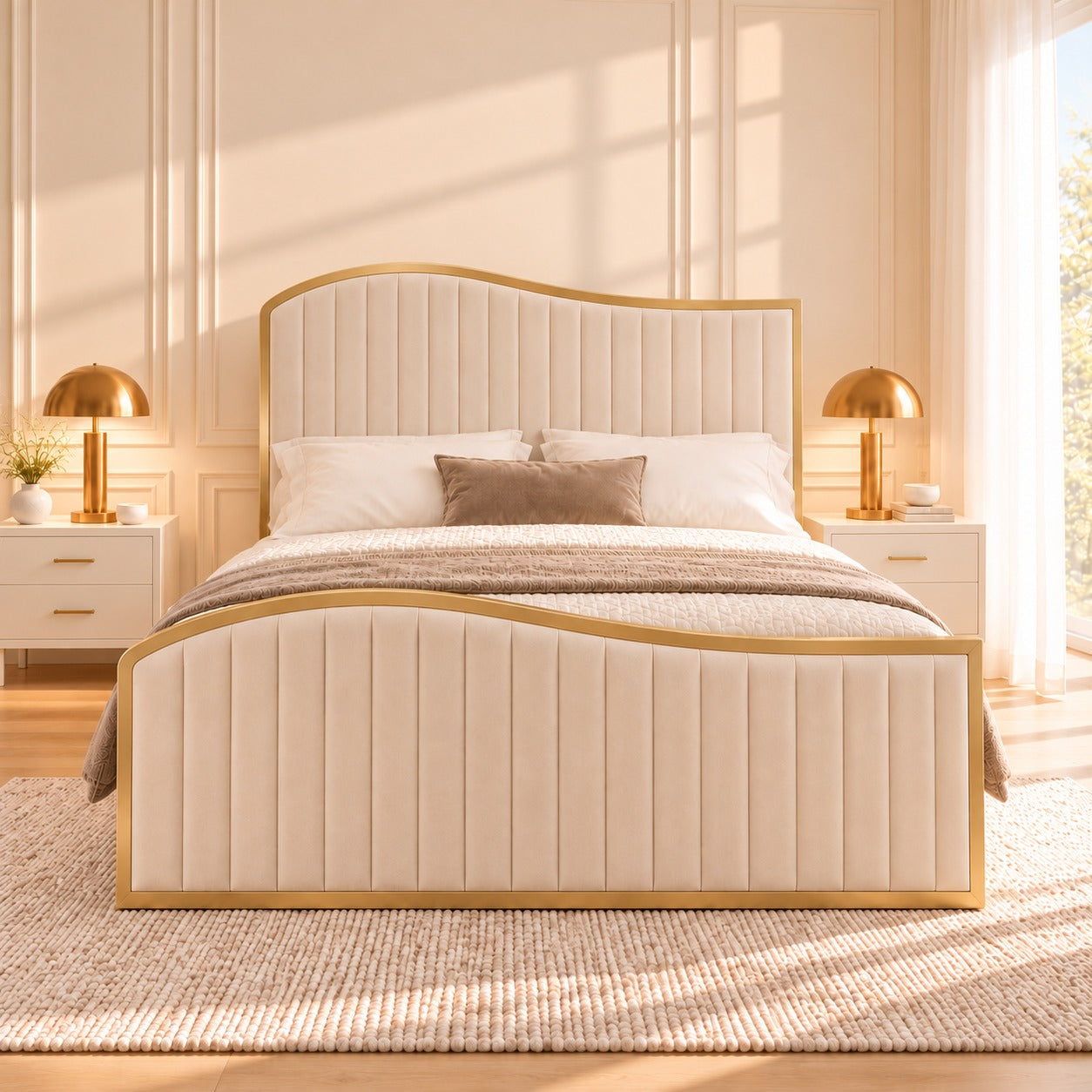 Brixton Upholstered Soft Velvet Metal Bed Frame