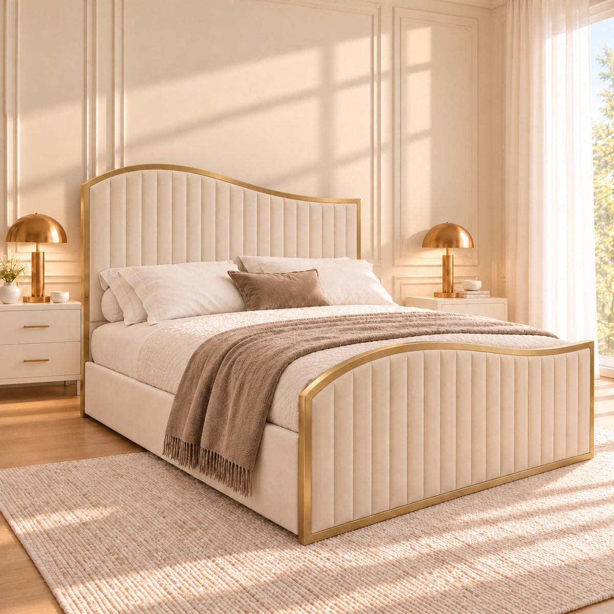 Brixton Upholstered Soft Velvet Metal Bed Frame