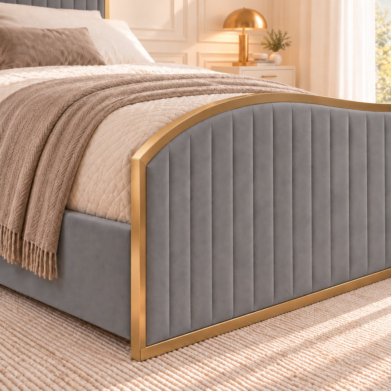 Brixton Upholstered Soft Velvet Metal Bed Frame