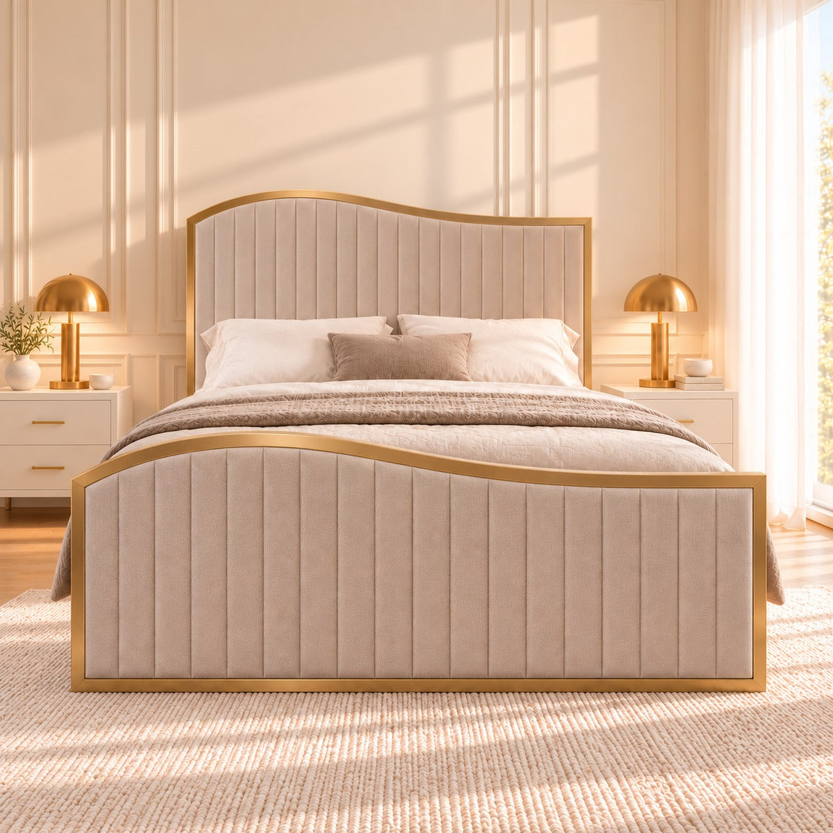 Brixton Upholstered Soft Velvet Metal Bed Frame