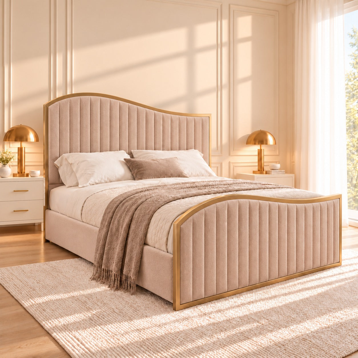 Brixton Upholstered Soft Velvet Metal Bed Frame