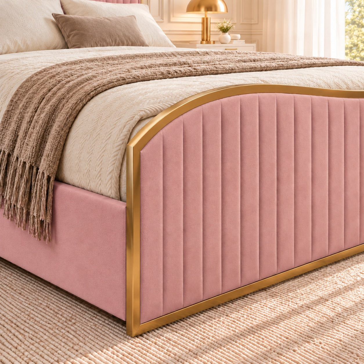 Brixton Upholstered Soft Velvet Metal Bed Frame