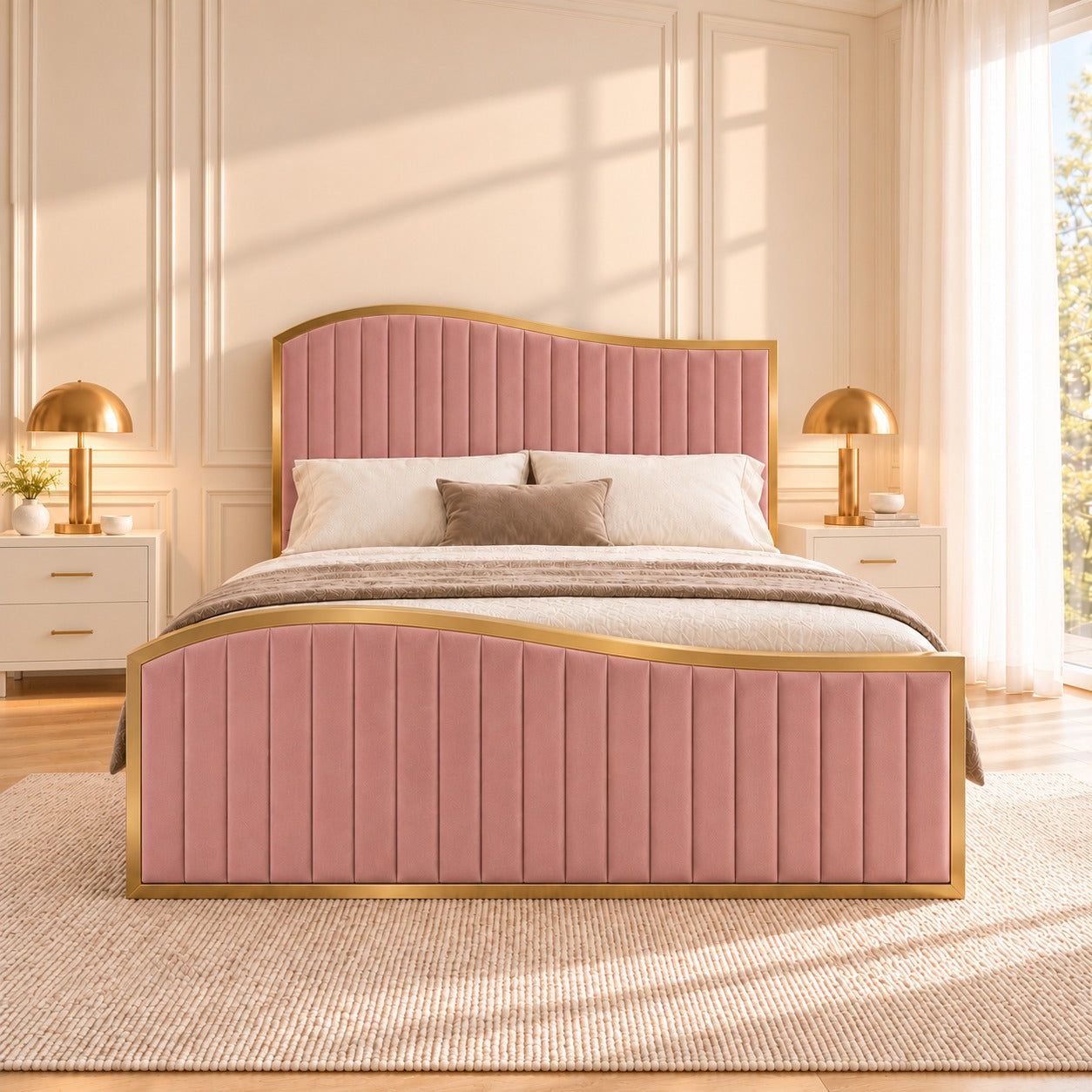Brixton Upholstered Soft Velvet Metal Bed Frame