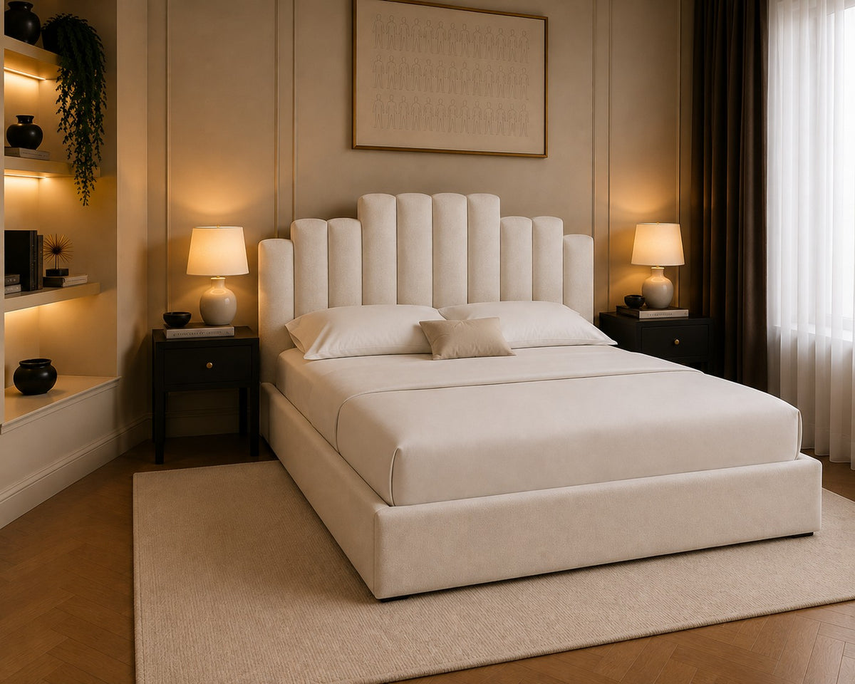 Burano Scalloped Channel Headboard Upholstered Bed Frame
