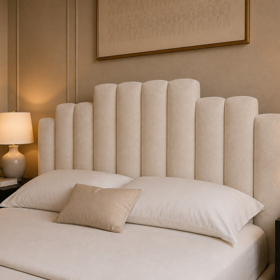 Burano Scalloped Channel Headboard Upholstered Bed Frame