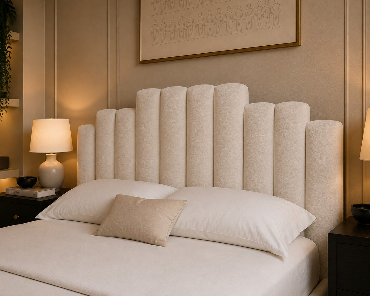 Burano Scalloped Channel Headboard Upholstered Bed Frame
